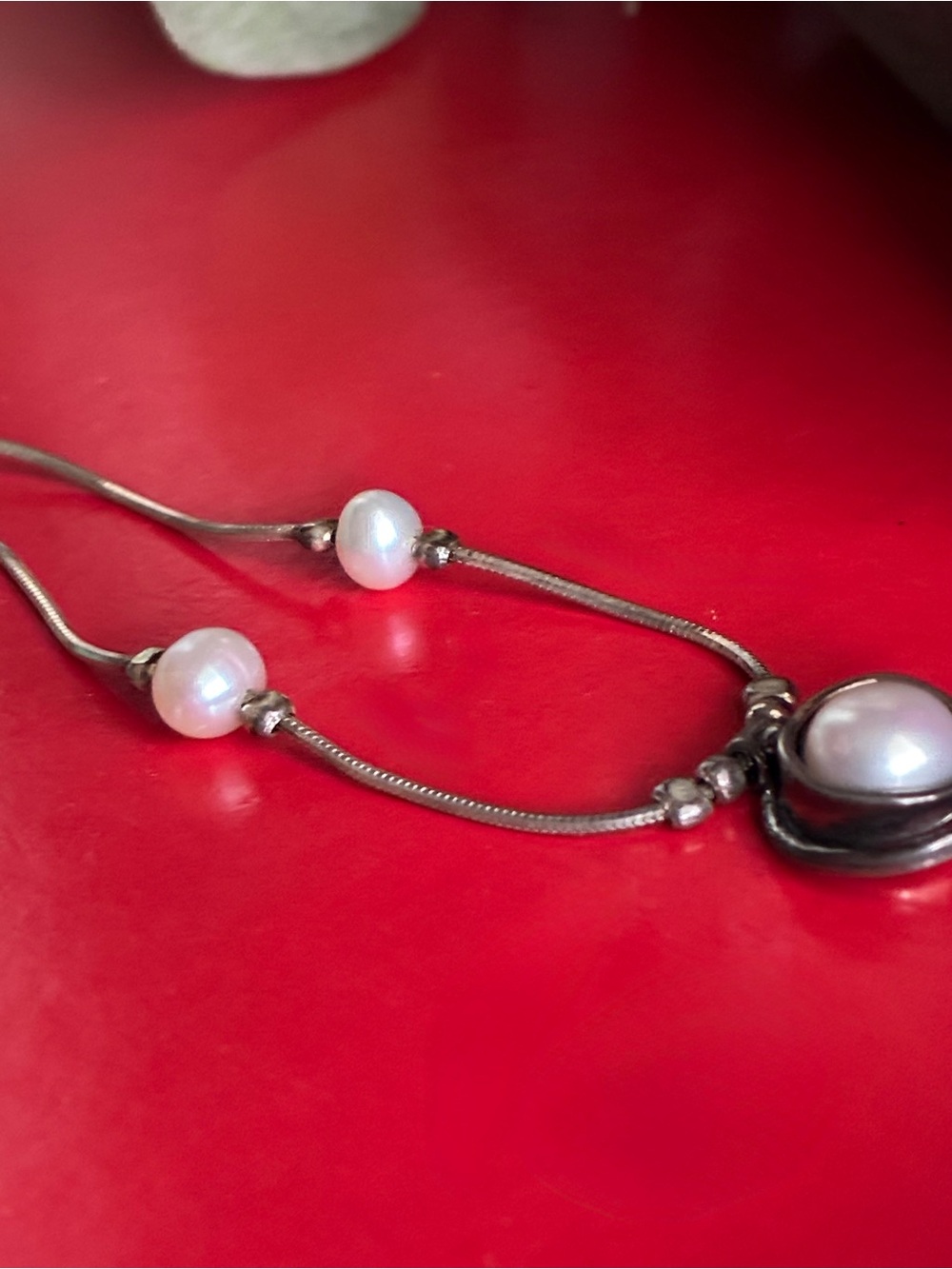 925 Silver Necklace with Real Pearl 17โ - Picture 3 of 6